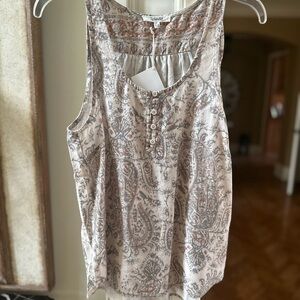 Splendid Cream and Taupe Paisley Button-Front Camisole Top